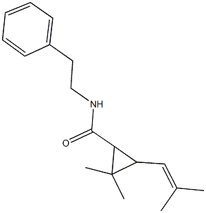 2,2-dimethyl-3-(2-methyl-1-propenyl)-N-(2-phenylethyl)cyclopropanecarboxamide Struktur