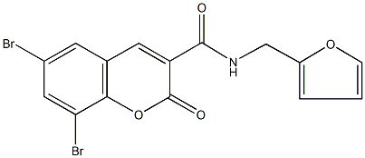 6,8-dibromo-N-(2-furylmethyl)-2-oxo-2H-chromene-3-carboxamide Struktur