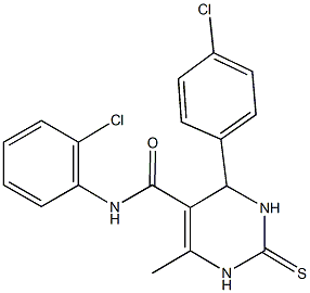 N-(2-chlorophenyl)-4-(4-chlorophenyl)-6-methyl-2-thioxo-1,2,3,4-tetrahydro-5-pyrimidinecarboxamide Struktur