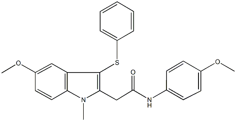 2-[5-methoxy-1-methyl-3-(phenylsulfanyl)-1H-indol-2-yl]-N-(4-methoxyphenyl)acetamide Struktur