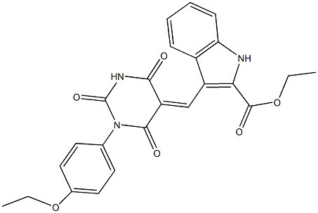 ethyl 3-[(1-(4-ethoxyphenyl)-2,4,6-trioxotetrahydro-5(2H)-pyrimidinylidene)methyl]-1H-indole-2-carboxylate Struktur