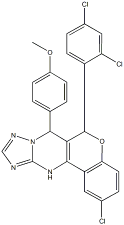 2-chloro-6-(2,4-dichlorophenyl)-7-[4-(methyloxy)phenyl]-7,12-dihydro-6H-chromeno[4,3-d][1,2,4]triazolo[1,5-a]pyrimidine Struktur