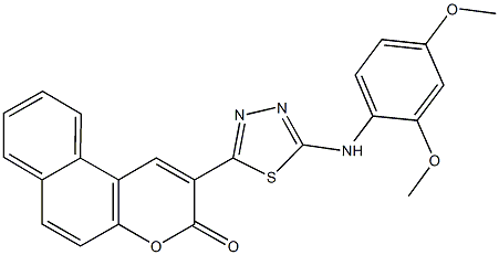 2-(5-{[2,4-bis(methyloxy)phenyl]amino}-1,3,4-thiadiazol-2-yl)-3H-benzo[f]chromen-3-one Struktur