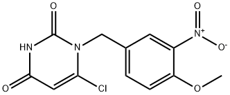 6-chloro-1-{3-nitro-4-methoxybenzyl}-2,4(1H,3H)-pyrimidinedione Struktur