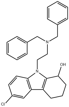 6-chloro-9-[2-(dibenzylamino)ethyl]-2,3,4,9-tetrahydro-1H-carbazol-1-ol Struktur