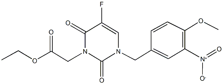 ethyl (5-fluoro-3-{3-nitro-4-methoxybenzyl}-2,6-dioxo-3,6-dihydro-1(2H)-pyrimidinyl)acetate Struktur