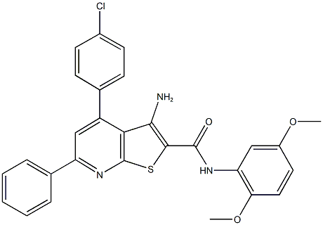 3-amino-4-(4-chlorophenyl)-N-(2,5-dimethoxyphenyl)-6-phenylthieno[2,3-b]pyridine-2-carboxamide Struktur