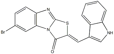 6-bromo-2-(1H-indol-3-ylmethylene)[1,3]thiazolo[3,2-a]benzimidazol-3(2H)-one Struktur