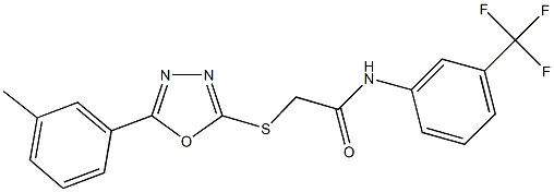 2-{[5-(3-methylphenyl)-1,3,4-oxadiazol-2-yl]sulfanyl}-N-[3-(trifluoromethyl)phenyl]acetamide Struktur