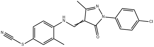 4-({[1-(4-chlorophenyl)-3-methyl-5-oxo-1,5-dihydro-4H-pyrazol-4-ylidene]methyl}amino)-3-methylbenzenesulfenyl cyanide Struktur