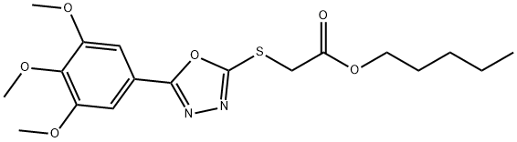 pentyl {[5-(3,4,5-trimethoxyphenyl)-1,3,4-oxadiazol-2-yl]sulfanyl}acetate Struktur