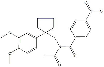 N-acetyl-N-({1-[3,4-bis(methyloxy)phenyl]cyclopentyl}methyl)-4-nitrobenzamide Struktur