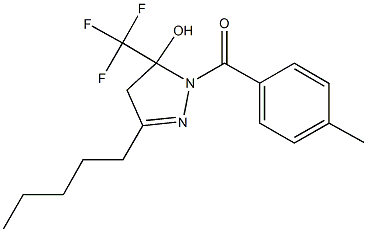 1-(4-methylbenzoyl)-3-pentyl-5-(trifluoromethyl)-4,5-dihydro-1H-pyrazol-5-ol Struktur