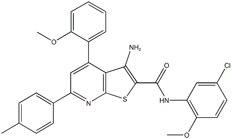 3-amino-N-(5-chloro-2-methoxyphenyl)-4-(2-methoxyphenyl)-6-(4-methylphenyl)thieno[2,3-b]pyridine-2-carboxamide Struktur