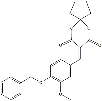 8-({3-(methyloxy)-4-[(phenylmethyl)oxy]phenyl}methylidene)-6,10-dioxaspiro[4.5]decane-7,9-dione Struktur