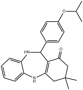 11-(4-isopropoxyphenyl)-3,3-dimethyl-2,3,4,5,10,11-hexahydro-1H-dibenzo[b,e][1,4]diazepin-1-one Struktur