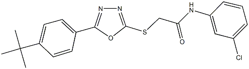 2-{[5-(4-tert-butylphenyl)-1,3,4-oxadiazol-2-yl]sulfanyl}-N-(3-chlorophenyl)acetamide Struktur