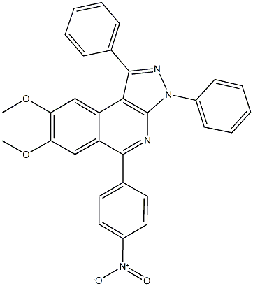 5-{4-nitrophenyl}-7,8-bis(methyloxy)-1,3-diphenyl-3H-pyrazolo[3,4-c]isoquinoline Struktur