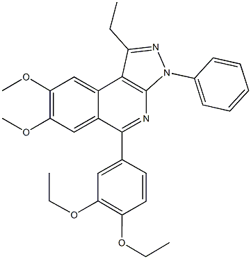 5-(3,4-diethoxyphenyl)-1-ethyl-7,8-dimethoxy-3-phenyl-3H-pyrazolo[3,4-c]isoquinoline Struktur