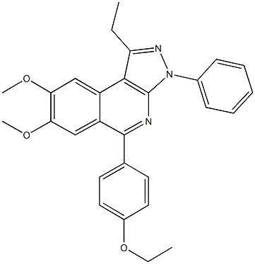 5-(4-ethoxyphenyl)-1-ethyl-7,8-dimethoxy-3-phenyl-3H-pyrazolo[3,4-c]isoquinoline Struktur