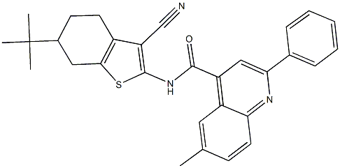 N-(6-tert-butyl-3-cyano-4,5,6,7-tetrahydro-1-benzothien-2-yl)-6-methyl-2-phenyl-4-quinolinecarboxamide Struktur