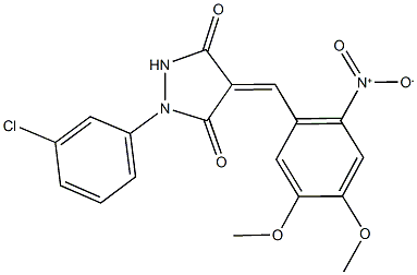 1-(3-chlorophenyl)-4-{2-nitro-4,5-dimethoxybenzylidene}-3,5-pyrazolidinedione Struktur