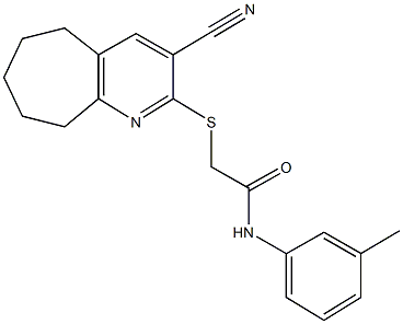 2-[(3-cyano-6,7,8,9-tetrahydro-5H-cyclohepta[b]pyridin-2-yl)sulfanyl]-N-(3-methylphenyl)acetamide Struktur