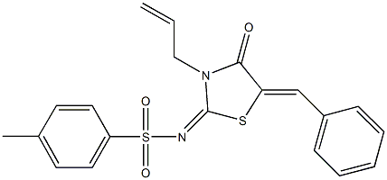 N-(3-allyl-5-benzylidene-4-oxo-1,3-thiazolidin-2-ylidene)-4-methylbenzenesulfonamide Struktur