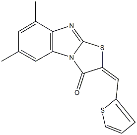 6,8-dimethyl-2-(2-thienylmethylene)[1,3]thiazolo[3,2-a]benzimidazol-3(2H)-one Struktur