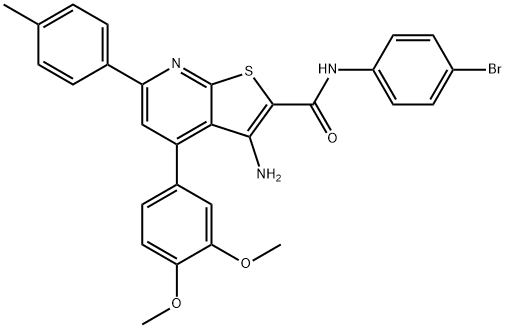 3-amino-N-(4-bromophenyl)-4-(3,4-dimethoxyphenyl)-6-(4-methylphenyl)thieno[2,3-b]pyridine-2-carboxamide Struktur