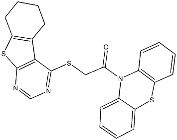 2-oxo-2-(10H-phenothiazin-10-yl)ethyl 5,6,7,8-tetrahydro[1]benzothieno[2,3-d]pyrimidin-4-yl sulfide Struktur