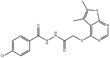 N'-[(4-chlorophenyl)carbonyl]-2-[(5,6-dimethylthieno[2,3-d]pyrimidin-4-yl)sulfanyl]acetohydrazide Struktur