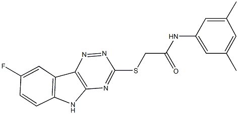 N-(3,5-dimethylphenyl)-2-[(8-fluoro-5H-[1,2,4]triazino[5,6-b]indol-3-yl)sulfanyl]acetamide Struktur