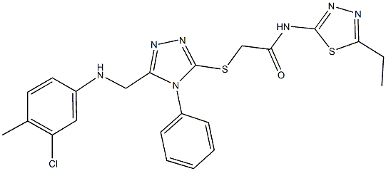 2-({5-[(3-chloro-4-methylanilino)methyl]-4-phenyl-4H-1,2,4-triazol-3-yl}sulfanyl)-N-(5-ethyl-1,3,4-thiadiazol-2-yl)acetamide Struktur