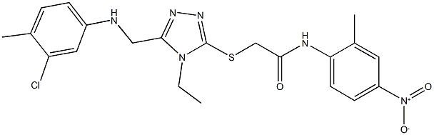 2-[(5-{[(3-chloro-4-methylphenyl)amino]methyl}-4-ethyl-4H-1,2,4-triazol-3-yl)sulfanyl]-N-{4-nitro-2-methylphenyl}acetamide Struktur