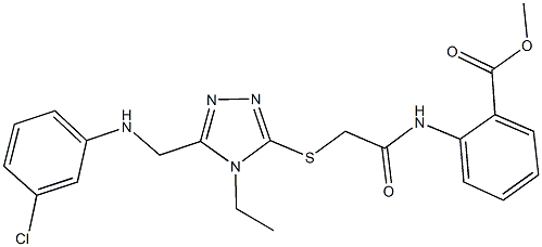 methyl 2-{[({5-[(3-chloroanilino)methyl]-4-ethyl-4H-1,2,4-triazol-3-yl}sulfanyl)acetyl]amino}benzoate Struktur