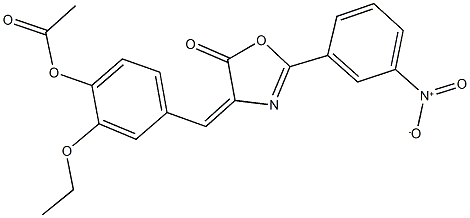 2-ethoxy-4-[(2-{3-nitrophenyl}-5-oxo-1,3-oxazol-4(5H)-ylidene)methyl]phenyl acetate Struktur