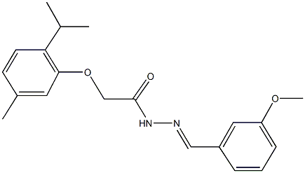 2-(2-isopropyl-5-methylphenoxy)-N'-(3-methoxybenzylidene)acetohydrazide Struktur