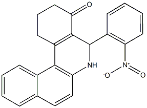 5-{2-nitrophenyl}-2,3,5,6-tetrahydrobenzo[a]phenanthridin-4(1H)-one Struktur