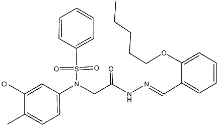 N-(3-chloro-4-methylphenyl)-N-(2-oxo-2-{2-[2-(pentyloxy)benzylidene]hydrazino}ethyl)benzenesulfonamide Struktur