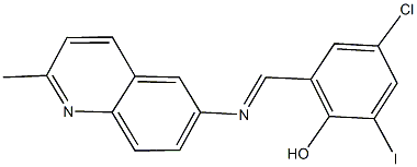 4-chloro-2-iodo-6-{[(2-methyl-6-quinolinyl)imino]methyl}phenol Struktur