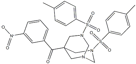 {3,7-bis[(4-methylphenyl)sulfonyl]-1,3,7-triazabicyclo[3.3.1]non-5-yl}{3-nitrophenyl}methanone Struktur