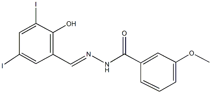 N'-(2-hydroxy-3,5-diiodobenzylidene)-3-methoxybenzohydrazide Struktur