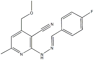 2-[2-(4-fluorobenzylidene)hydrazino]-4-(methoxymethyl)-6-methylnicotinonitrile Struktur