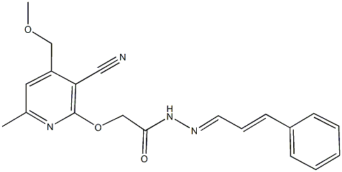 2-{[3-cyano-4-(methoxymethyl)-6-methyl-2-pyridinyl]oxy}-N'-(3-phenyl-2-propenylidene)acetohydrazide Struktur