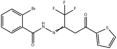 2-bromo-N'-[3-oxo-3-(2-thienyl)-1-(trifluoromethyl)propylidene]benzohydrazide Struktur