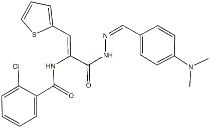 2-chloro-N-[1-({2-[4-(dimethylamino)benzylidene]hydrazino}carbonyl)-2-(2-thienyl)vinyl]benzamide Struktur