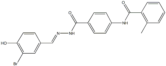 N-(4-{[2-(3-bromo-4-hydroxybenzylidene)hydrazino]carbonyl}phenyl)-2-methylbenzamide Struktur