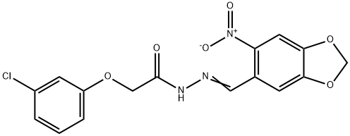 2-(3-chlorophenoxy)-N'-({6-nitro-1,3-benzodioxol-5-yl}methylene)acetohydrazide Struktur