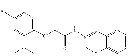 2-(4-bromo-2-isopropyl-5-methylphenoxy)-N'-(2-methoxybenzylidene)acetohydrazide Struktur